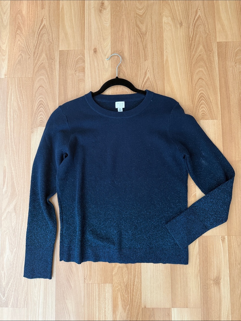 a new day Navy Metallic Crewneck Sweater